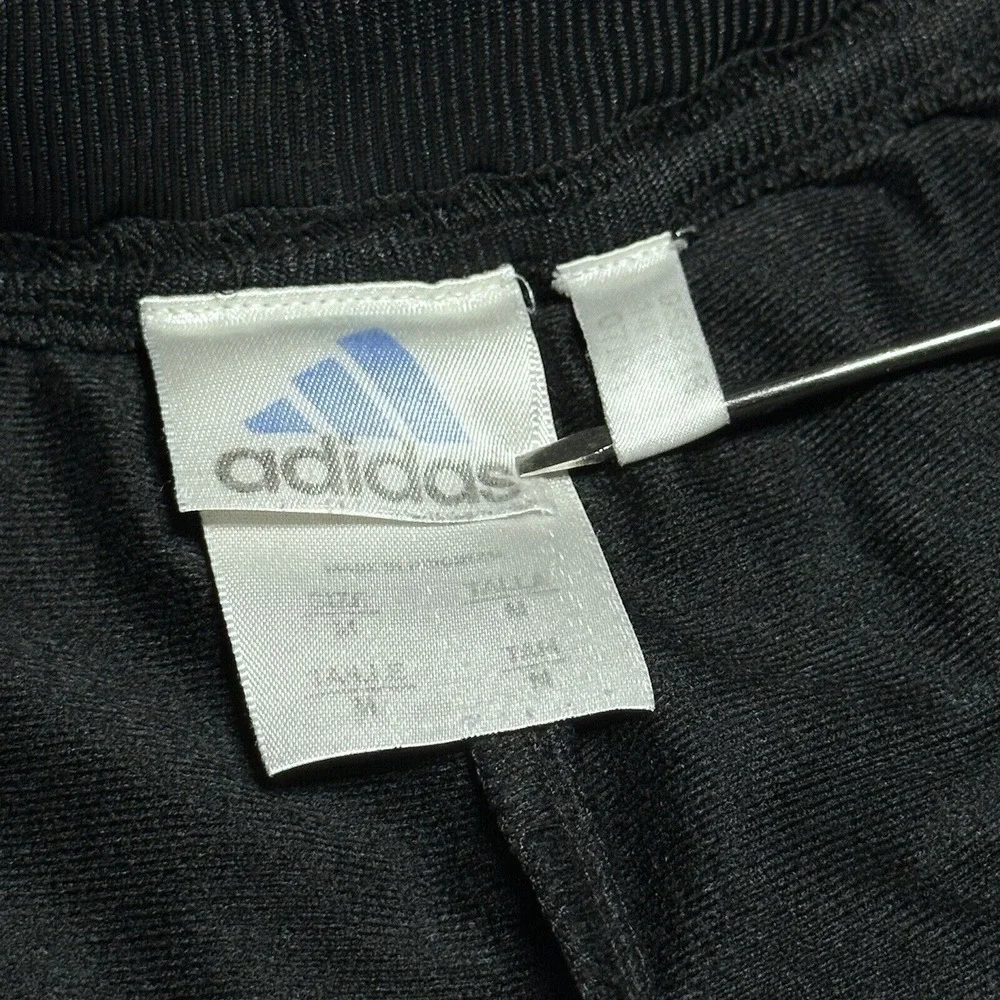 Vintage Y2K Adidas 3 Stripe Zip Pockets Black Track Pants‎ Size Medium